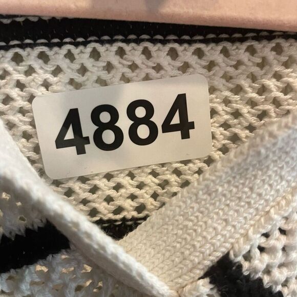 Old Navy White Black Knit Striped Collared Short Sleeve Sweater Top XXL Womens - Picture 9 of 11